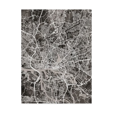 Michael Tompsett 'Hamburg Germany City Map Black' Canvas Art,14x19